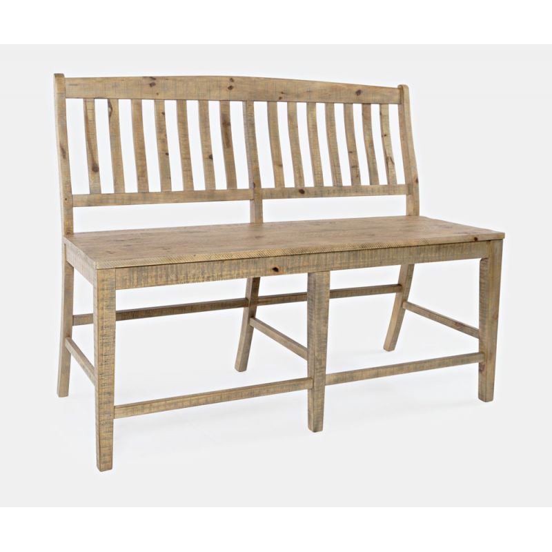 Jofran - Carlyle Crossing Solid Pine Slatback Counter Height Bench - Distressed Light Brown - 1921-BS54KD