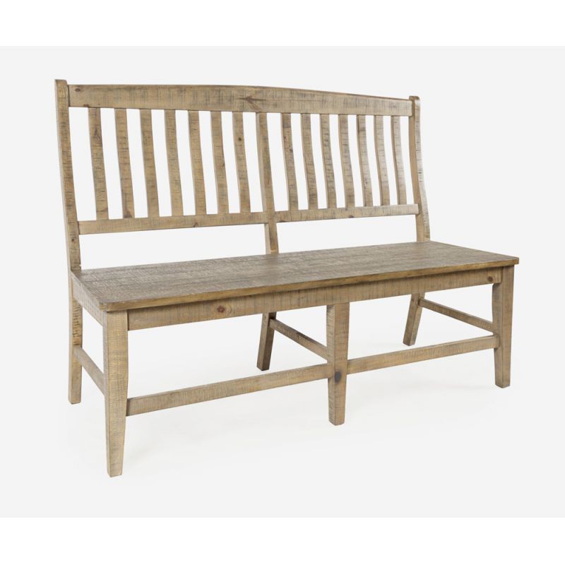 Jofran - Carlyle Crossing Solid Pine Slatback Dining Bench - Distressed Light Brown - 1921-54KD