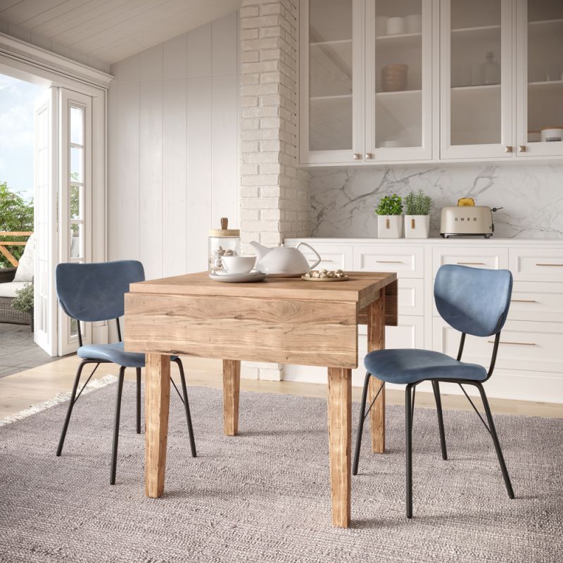 Jofran - Colby Three Piece Dropleaf Solid Wood Dining Set, Slate Blue - 2271-COLBYDLN-2-OWNCHSL
