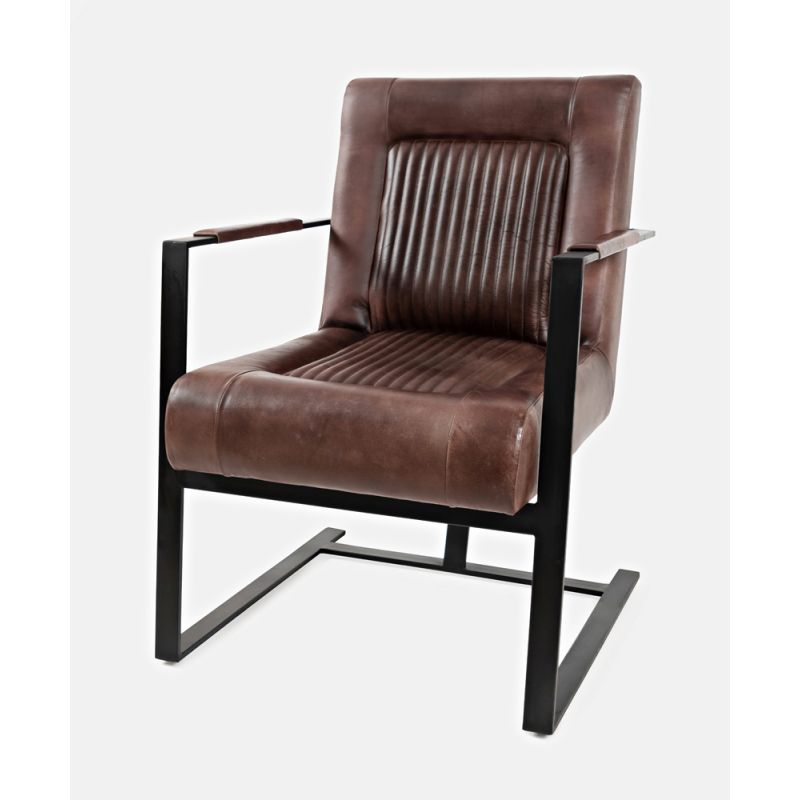 Jofran - Genuine Leather Sled Chair - Dark Sienna - MAGUIRE-CH-DKSIENNA
