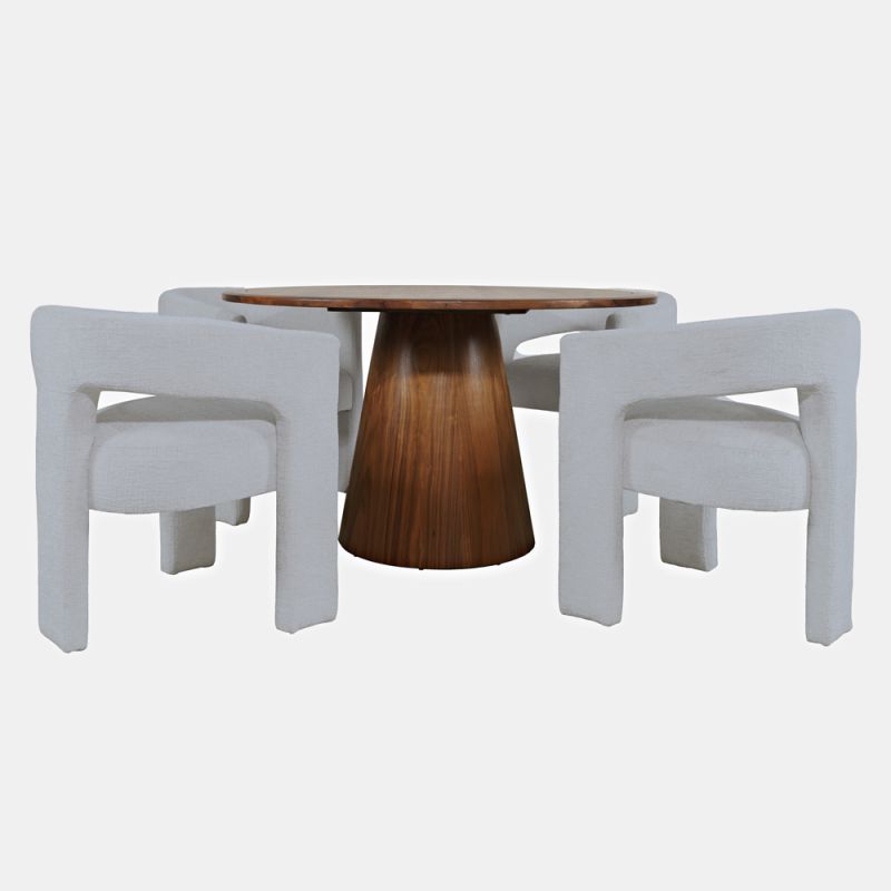 Jofran - Gwen Luxury Mid-Century Modern Five Piece Dining Set with Upholstered Chairs, Blue - 2271-NASHD-4BLU