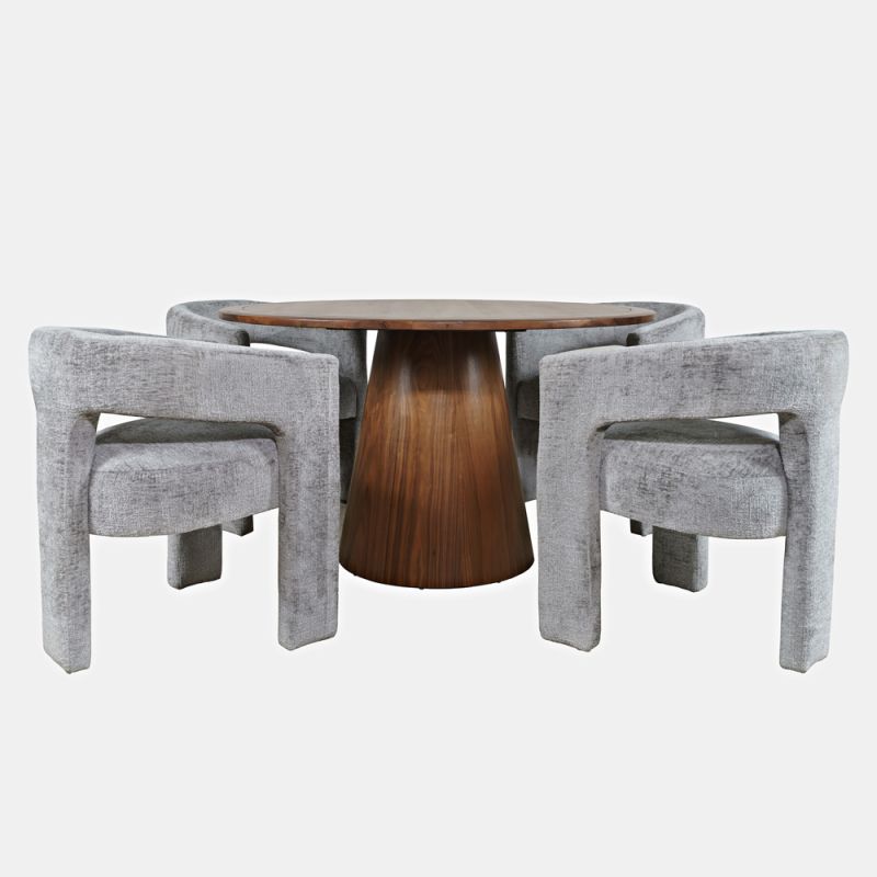 Jofran - Gwen Luxury Mid-Century Modern Five Piece Dining Set with Upholstered Chairs, Grey - 2271-NASHD-4GRY