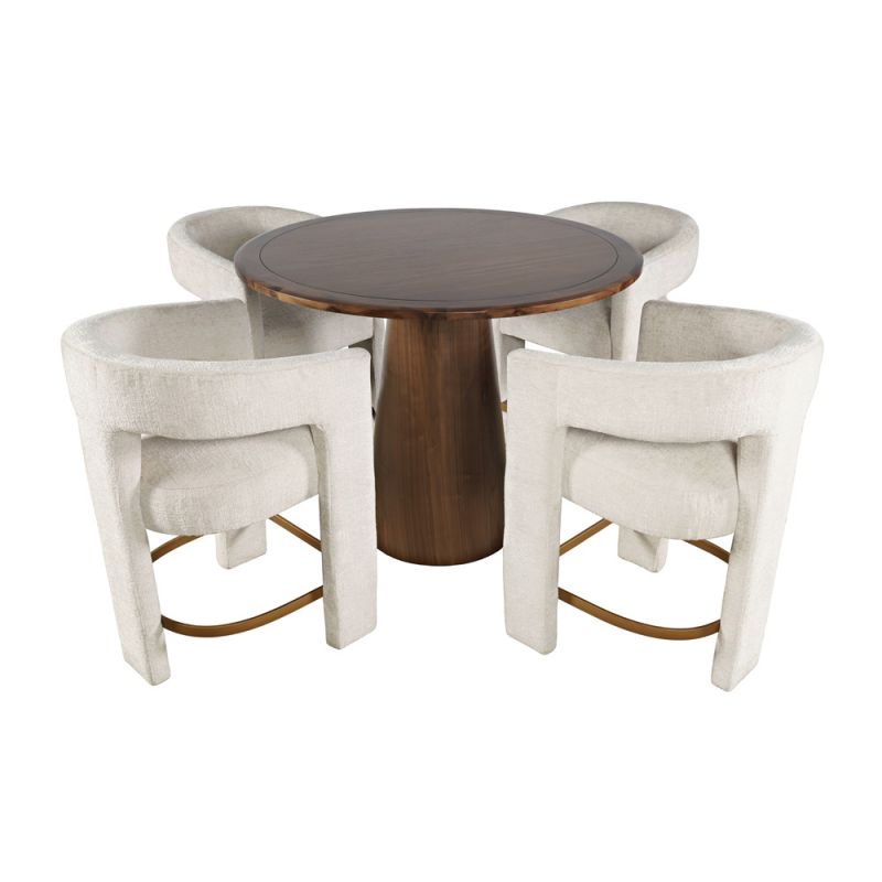 Jofran - Gwen Luxury Mid-Century Modern Five Piece Counter Height Dining Set with Upholstered Barstools - 2271-NASHWC-4GWENSTNAT