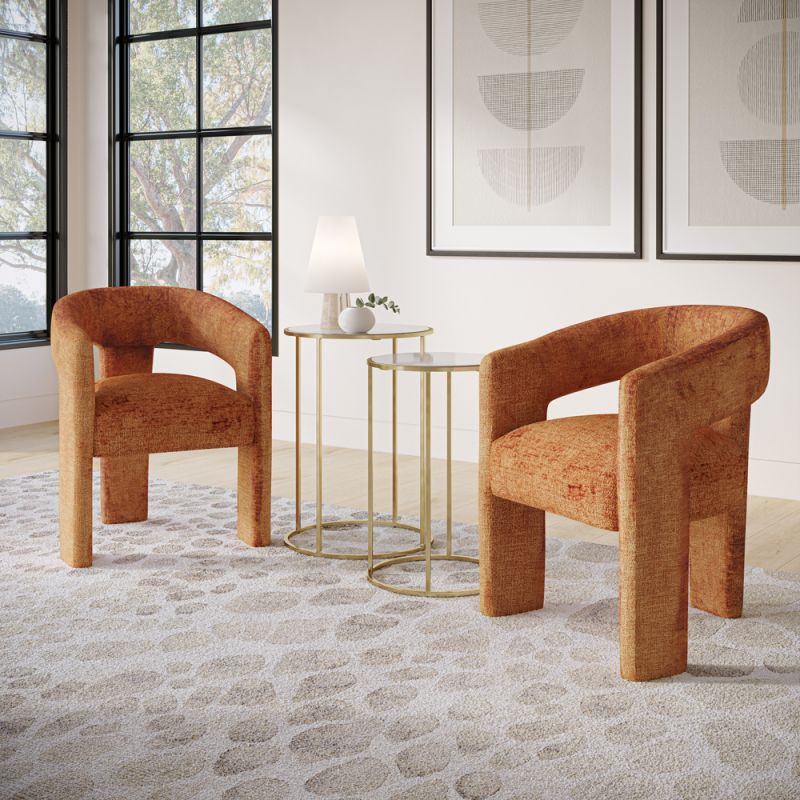 Jofran - Gwen Modern Luxury Jacquard Fabric Upholstered Sculpture Armchair, Rust - 2271-GWENCHRST