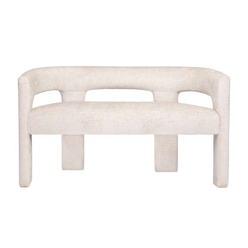 Jofran - Gwen Modern Luxury Jacquard Fabric Upholstered Sculpture Bench, Natural - 2271-GWENBNNAT