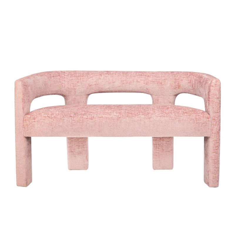 Jofran - Gwen Modern Luxury Jacquard Fabric Upholstered Sculpture Bench, Pink - 2271-GWENBNPNK
