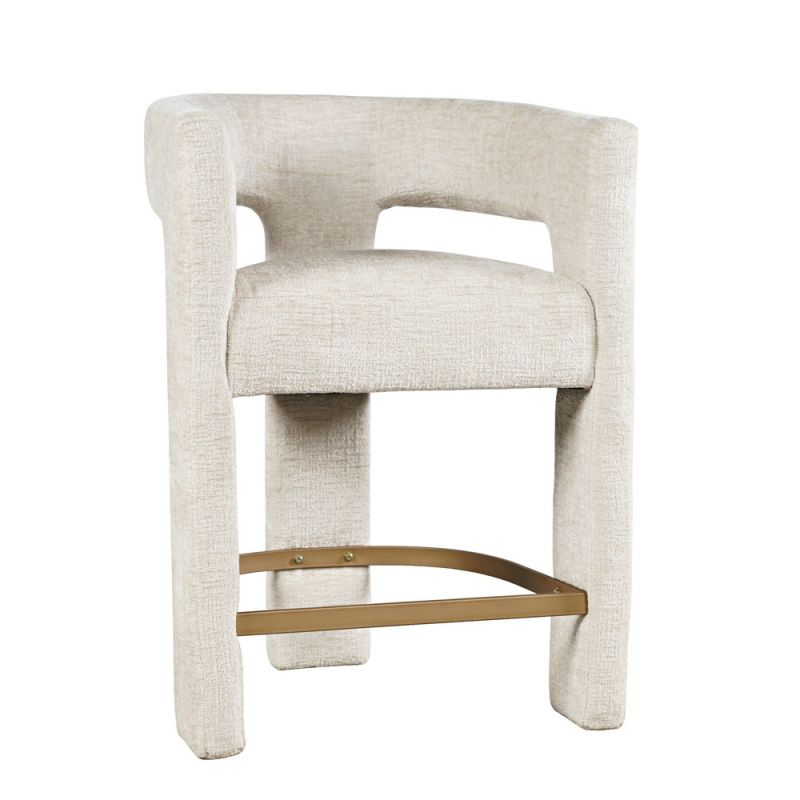 Jofran - Gwen Modern Luxury Jacquard Fabric Upholstered Sculpture Counter Stool - 2271-GWENSTNAT