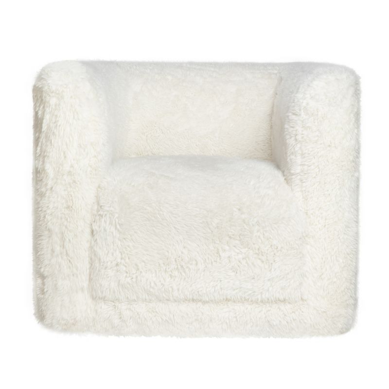 Jofran - Huggy Luxury Plush Faux Fur Upholstered Swivel Accent Chair, Natural - HUGGY-SW-NATURAL