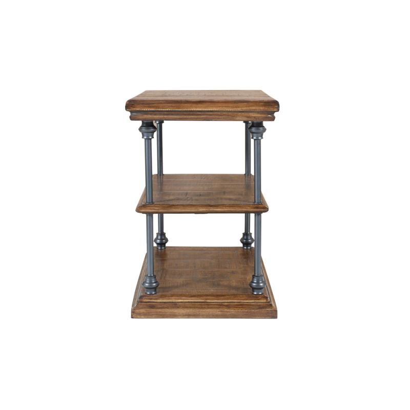 Jofran - Larson Modern Industrial Solid Wood Chairside End Table with Storage, Distressed Brown - 2222-7