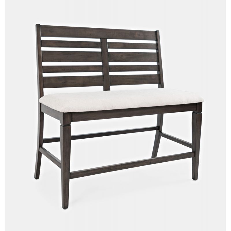 Jofran - Lincoln Square Counter Bench - Medium Brown and White Fabric - 1959-BS42KD