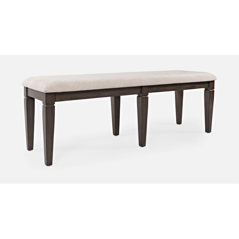 Jofran - Lincoln Square Dining Bench - Medium Brown and White Fabric - 1959-58KD