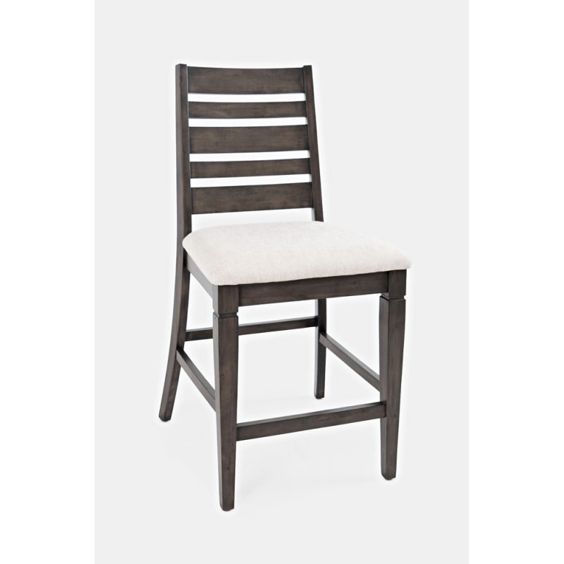 Jofran - Lincoln Square Ladderback Stool (Set of 2) - Medium Brown and White Fabric - 1959-BS428KD