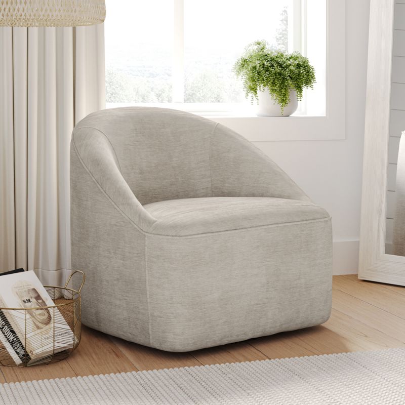 Jofran - Lulu Mid-Century Modern Upholstered Casual Swivel Accent Chair, Taupe - LULU-SW-TAUPE