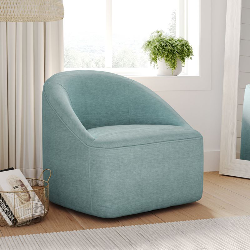 Jofran - Lulu Mid-Century Modern Upholstered Casual Swivel Accent Chair, Teal - LULU-SW-TEAL