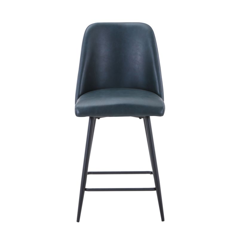 Jofran - Maddox Mid-Century Modern Faux Leather Upholstered Counter Height Barstool (Set of 2) Blueberry - 2271-MADDOXSTBLB