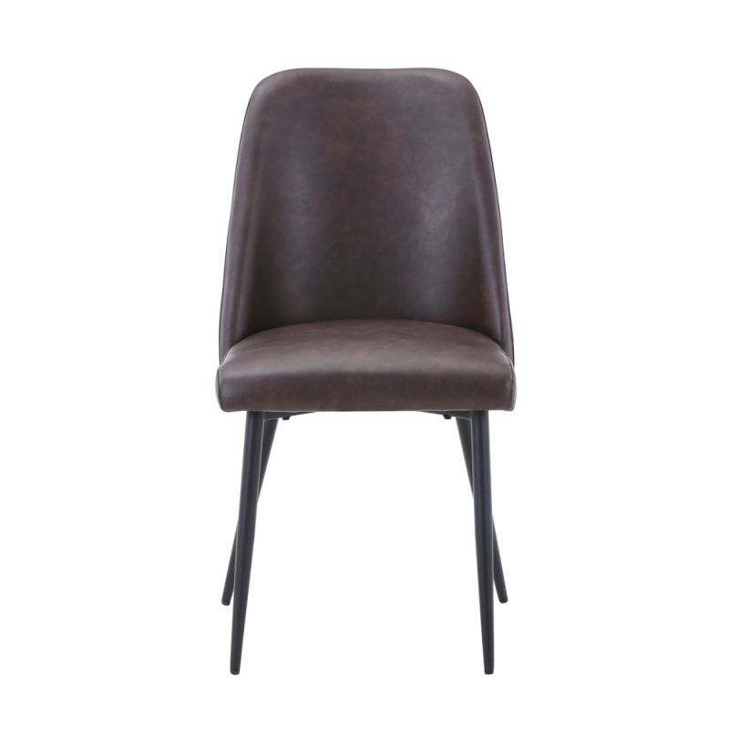 Jofran - Maddox Mid-Century Modern Faux Leather Upholstered Dining Chair (Set of 2) Dark Brown - 2271-MADDOXCHDBN