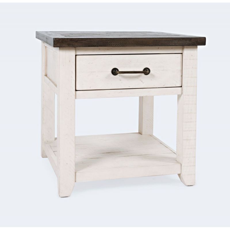 Jofran - Madison County Reclaimed Pine Harris End Table - Vintage White - 1706-13