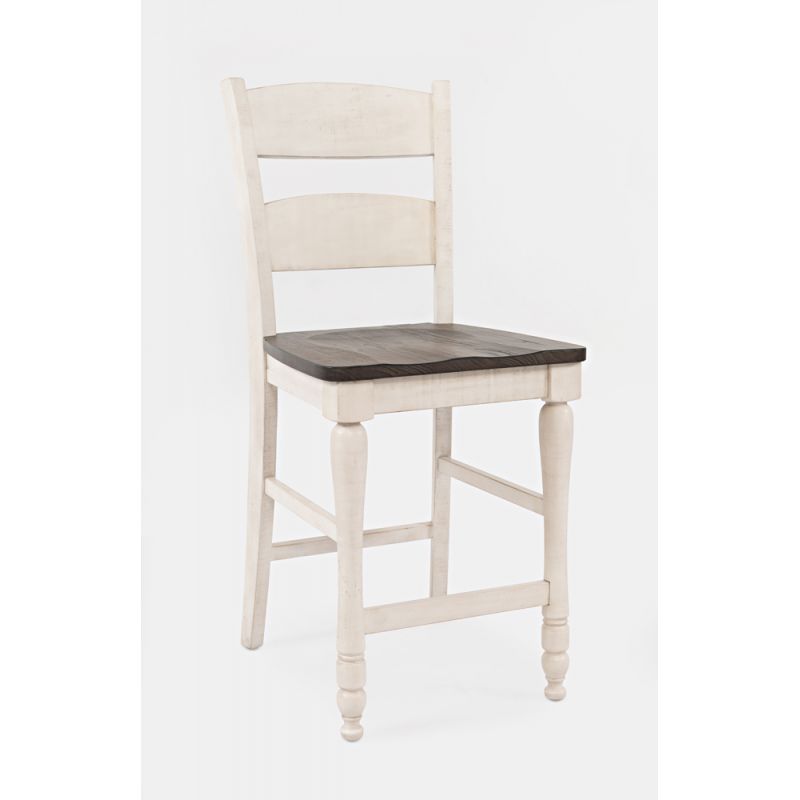 Jofran - Madison County Reclaimed Pine Ladderback Counter Stool (Set of 2) - Vintage White - 1706-BS401KD