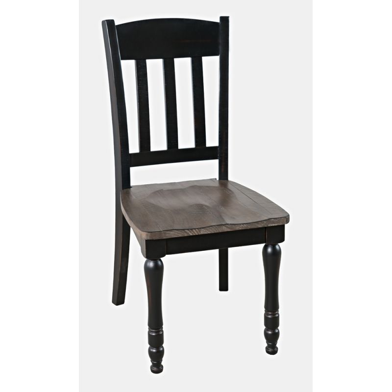 Jofran - Madison County Reclaimed Pine Slatback Dining Chair (Set of 2) - Vintage Black - 1702-420KD