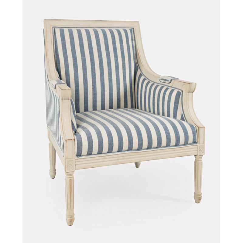 Jofran - McKenna Accent Chair - Blue stripe - MCKENNA-CH-BLUSTRIPE