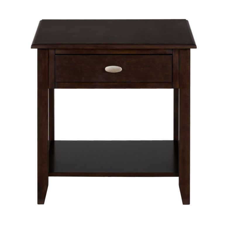 Jofran - Merlot End Table W/One Drawer, One Shelf And Oval Brushed Nickel Hardware - 1030-3