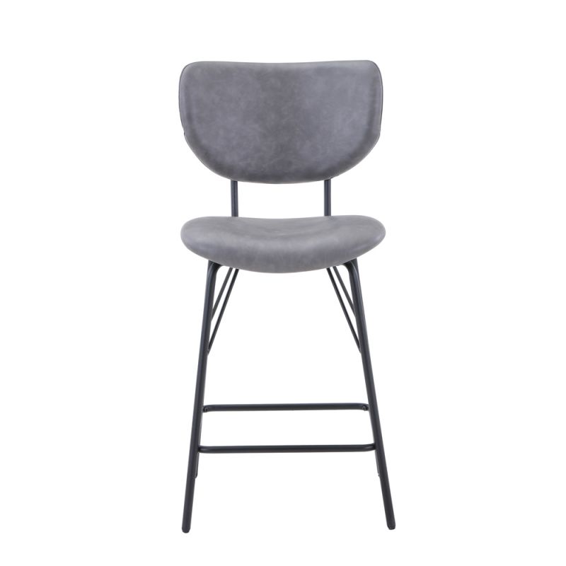 Jofran - Owen Contemporary Modern Faux Leather Split-Back Upholstered Counter Height Barstool (Set of 2) Grey - 2271-OWENSTGRY