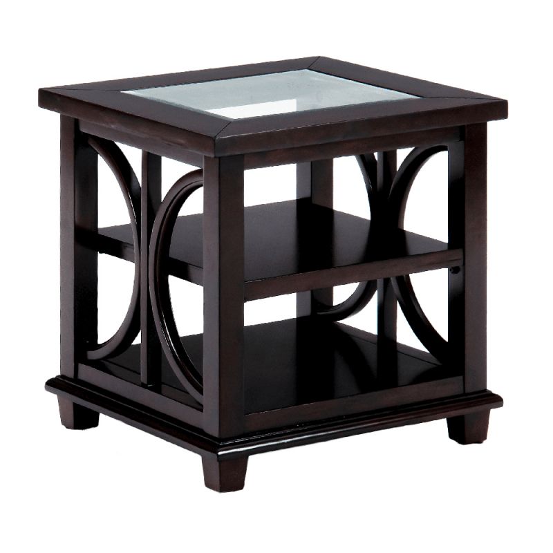 Jofran - Panama Brown Contemporary Wood and Glass End Table - 966-3