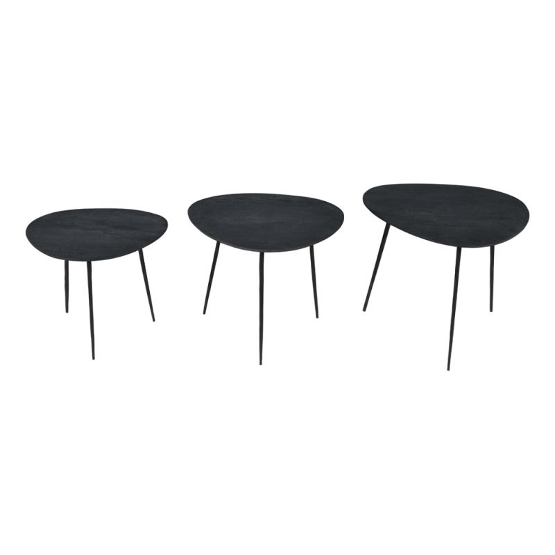 Jofran - Reeves Abstract Contemporary Solid Acacia Wood Nesting End Tables (Set of 3) Black - 1730-221B