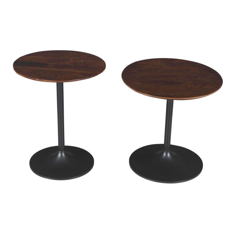 Jofran - Remy Solid Wood and Iron Modern Pedestal Accent Tables (Set of 2) Gunmetal - 1730-223GMT