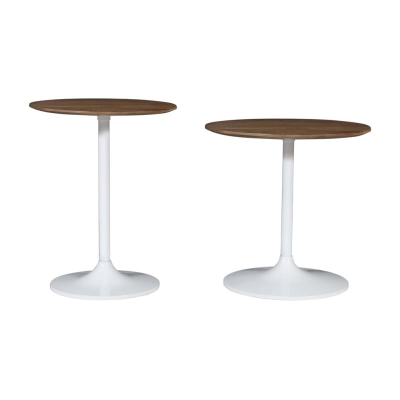 Jofran - Remy Solid Wood and Iron Modern Pedestal Accent Tables (Set of 2) White - 1730-223WT