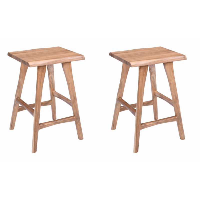 Jofran - Sedona Solid Wood Rustic Backless Counter Barstool - Set of 2 - 2321-BS160KD