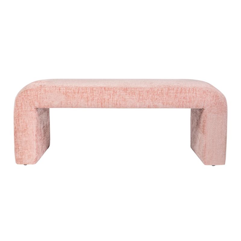 Jofran - Sophia Modern Luxury Curved Upholstered Jacquard Bench - Small, Pink - SOPHIA-BN-SMPNK