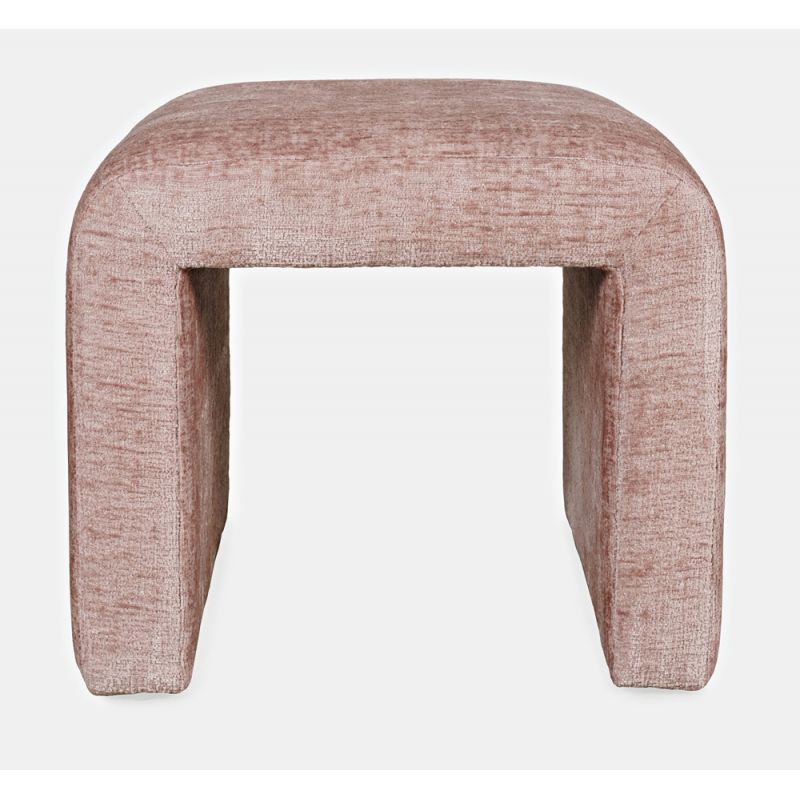 Jofran - Sophia Modern Luxury Curved Upholstered Jacquard Petite Ottoman Bench (Set of 2) Pink - SOPHIA-BN-PTPNK