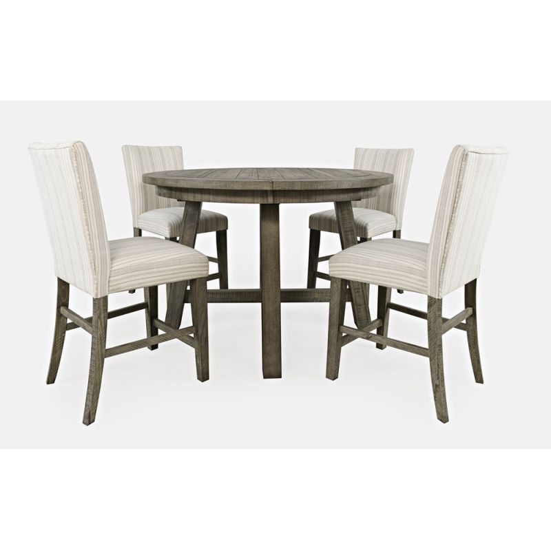 Jofran - Telluride Contemporary Rustic Farmhouse Five Piece Counter Height Dining Table Set, Driftwood Grey - 2231-54C-4U