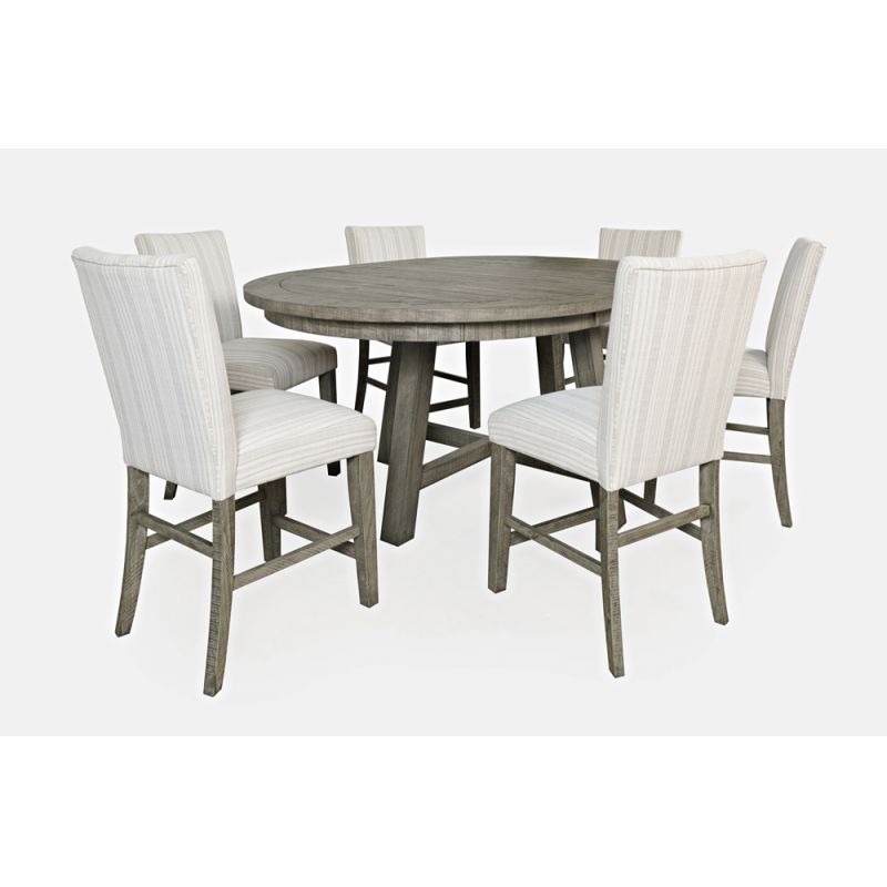 Jofran - Telluride Contemporary Rustic Farmhouse Seven Piece Counter Height Dining Table Set, Driftwood Grey - 2231-54C-6U