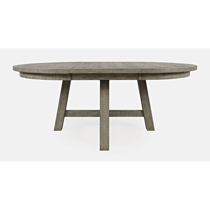 Jofran - Telluride Contemporary Rustic Farmhouse Round to Oval Dining Table, Driftwood Grey - 2231-54BDNGKT