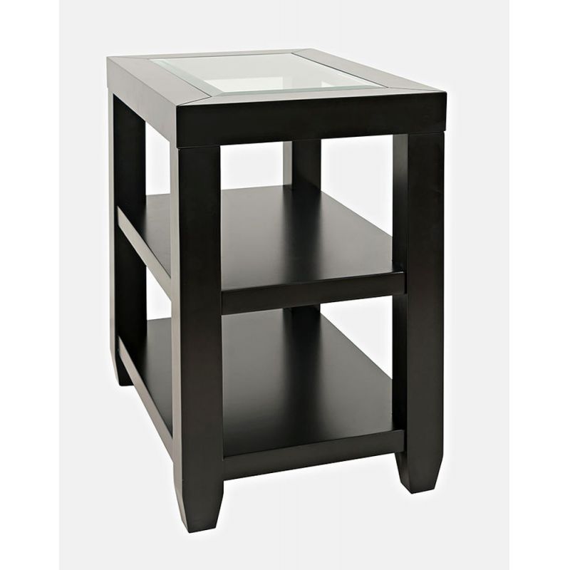 Jofran - Urban Icon Glass Inlay Chair Side End Table with Storage - Black - 2001-7