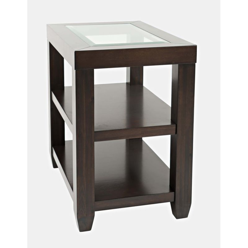Jofran - Urban Icon Glass Inlay Chair Side End Table with Storage - Merlot - 2002-7