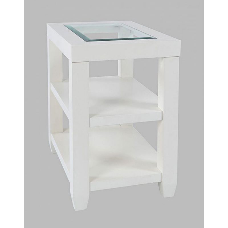 Jofran - Urban Icon Glass Inlay Chair Side End Table with Storage - White - 2000-7