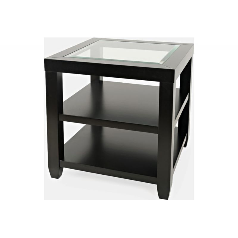 Jofran - Urban Icon Glass Inlay End Table with Storage - Black - 2001-3