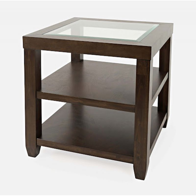 Jofran - Urban Icon Glass Inlay End Table with Storage - Merlot - 2002-3