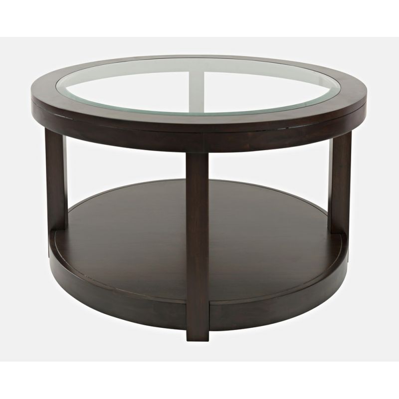 Jofran - Urban Icon Round Glass Inlay Coffee Table - Merlot - 2002-2