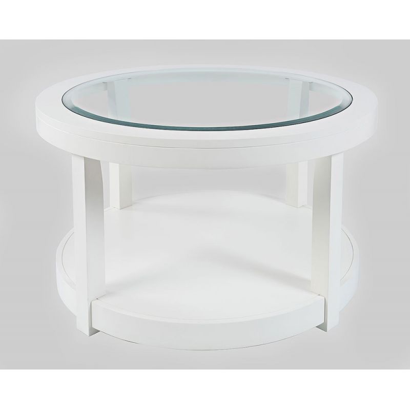 Jofran - Urban Icon Round Glass Inlay Coffee Table - White - 2000-2