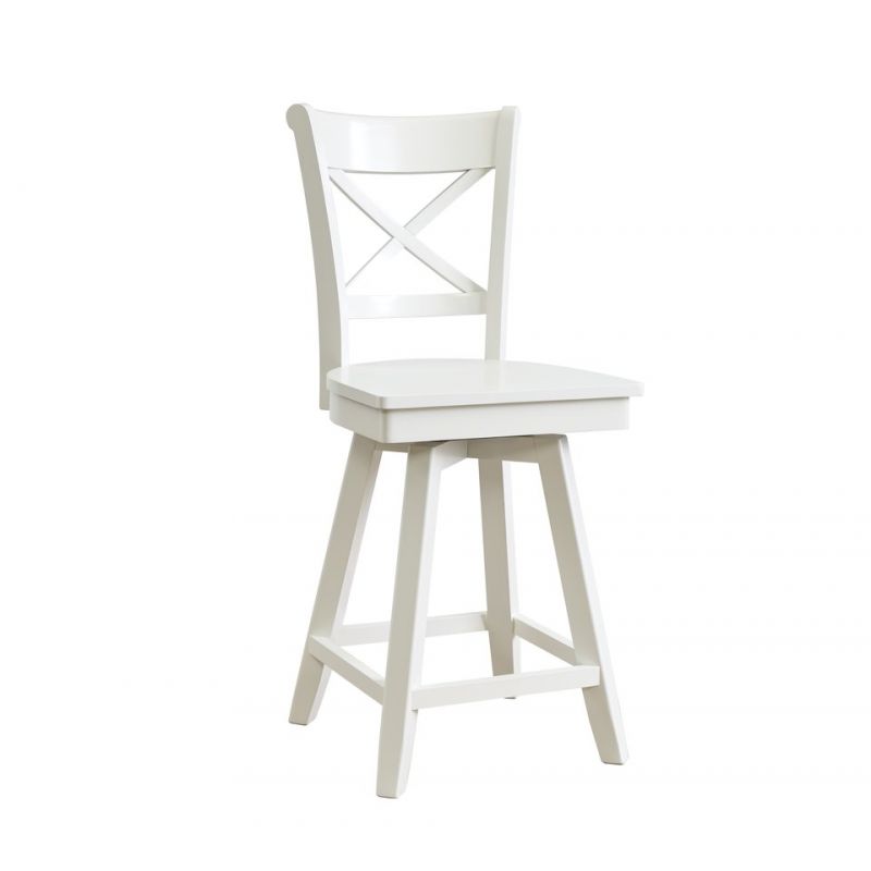 John Thomas Furniture - Dining Essentials - Charlotte Swivel Stool in Pure White - S08-312SWB