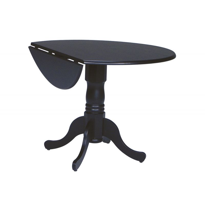 John Thomas Furniture - Dining Essentials - Round Drop Leaf Pedestal Table in Black - T46-42DP