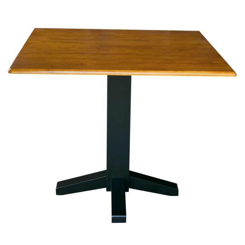 John Thomas Furniture - Dining Essentials - Square Drop Leaf Pedestal Table in Black & Cherry - T57-36SDP