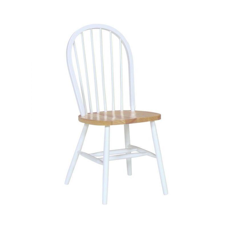 John Thomas Furniture - Dining Essentials - White/Natural Windsor Spindle Chair - C02-112