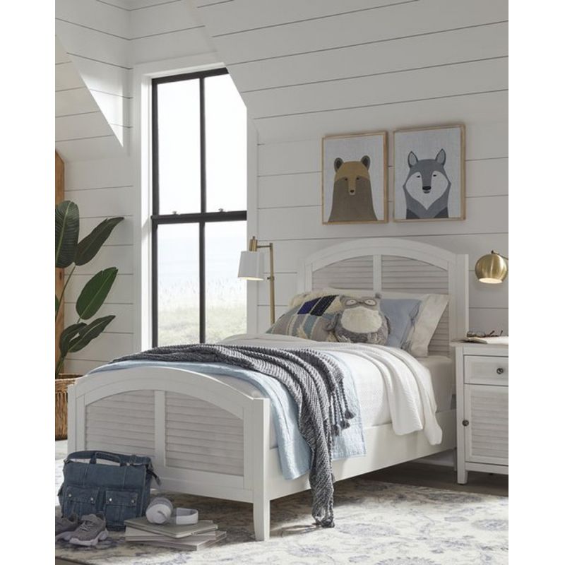 John Thomas Furniture - Hampton - Twin High Tide Arch Bed in Chalk and White - BD128-1202TF_BD128-1202TH_BD08-901TR