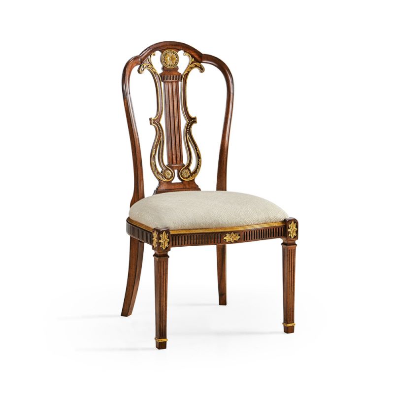 Jonathan Charles Fine Furniture - JC Traditional - Buckingham Neo-classical Gilded Lyre Back Dining Chair - 492836-SC-MAH-F200