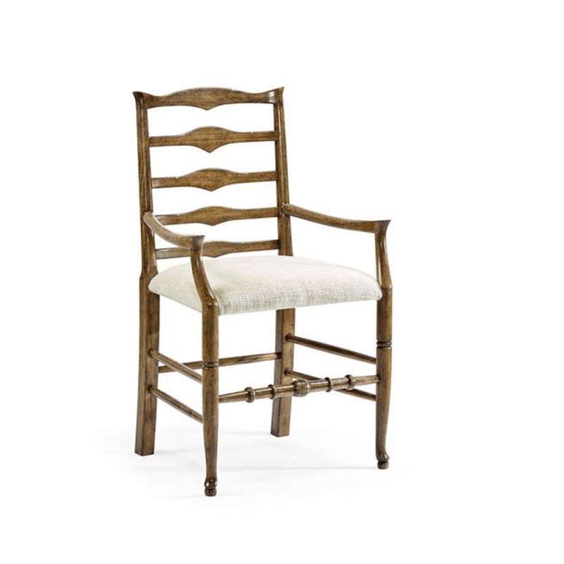 Jonathan Charles Fine Furniture - Casual Accents Medium Driftwood Triangular Ladderback Arm Chair - 492300-AC-DTM-F400